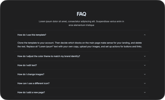 Screenshot of the FAQ section